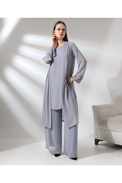 Fi'l Arz Fashion Stone Processing Chiffon Long Cardigan