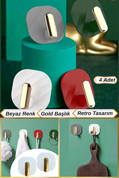 Hane Dostu 4 Adet Kendinden Yapışkanlı Nostaljik Retro Tasarım Çok Amaçlı Duv...