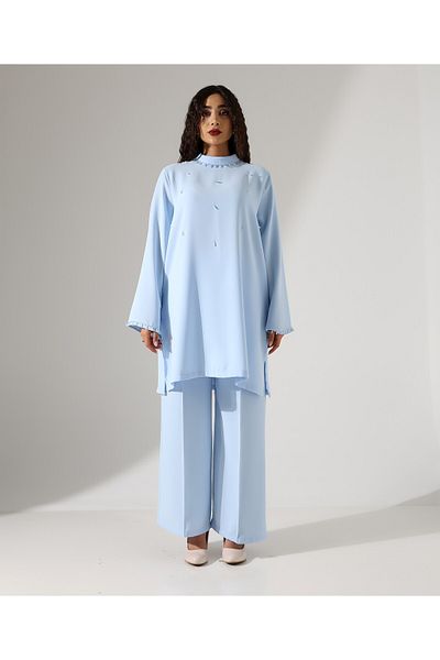 Fi'l Arz Fashion Stoned Invitation Crepe Tunic Suit