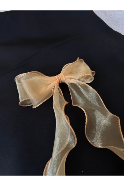 alhifa Cataramă automată din organza lungă din tul cu fundă