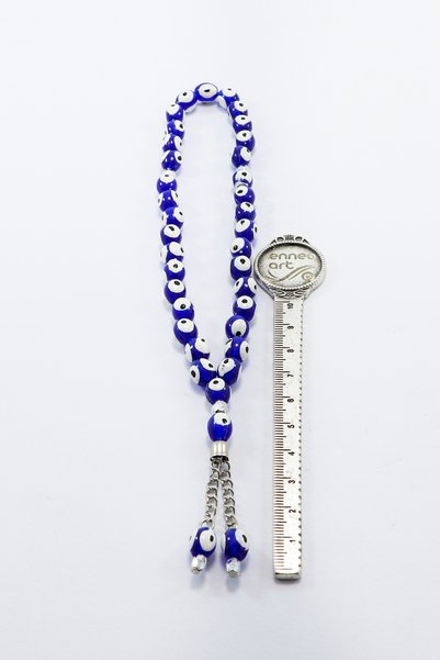 biuti Navy Blue Evil Eye Beaded Tassel Prayer Beads, Evil Eye Beaded Gear Ornament