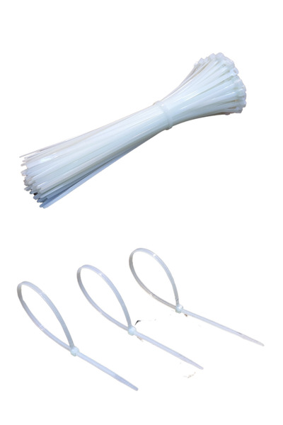 FAEM 3.6x150-200-250-300 mm Kablo Bağı SET - Plastik Kelepçe - Cırt Kelepçe Beyaz 100 Adet