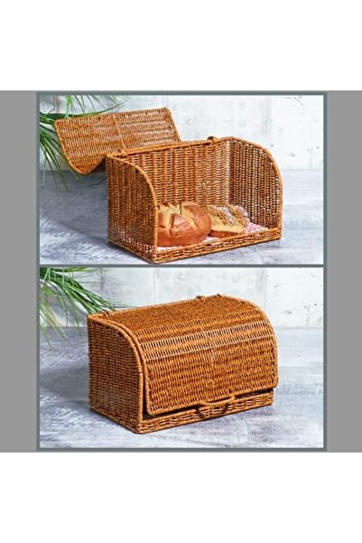 STOREMAX Sellbuyst Wicker Series Varnished Wicker Knitted 35 cm Bread Cabinet with Lid Trendy 266450
