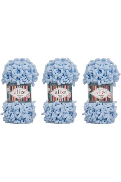 Alize Soft Puffy Knitting Yarn for Making Kids' Blanket from Alize, 3 Packs 300g 48 Yards 100% Micro Polye