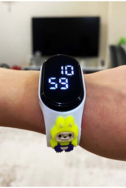 sonsuzsaat Labubu Figürlü Beyaz Renk Çocuk Led Şık Spor Kol Saati Dokunmatik ...