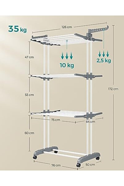 STOREMAX Sellbuyst Clothes Dryer, Stand Dryer 4 Levels, Winged Clothes Airer