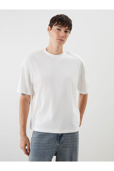 LC Waikiki Vizyon New Season White Crew Neck Combed Cotton Men's T-Shirt