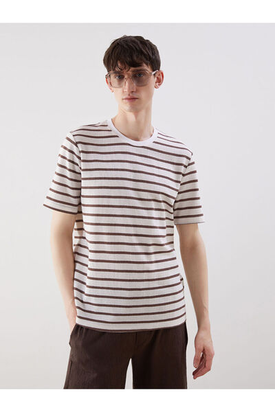 LC Waikiki Rmz Gi̇yi̇m Farkiyla Zero Roba Yaka Chi Striped Rkek T-Shirt