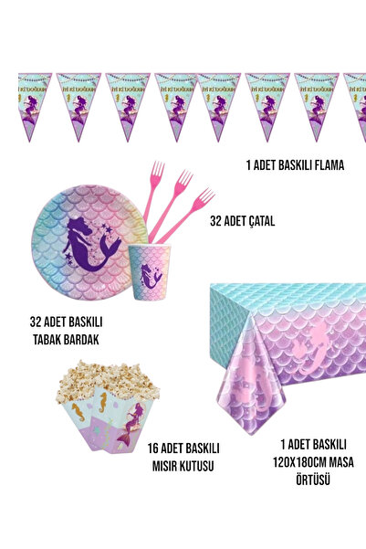 Zayna's Mermaid Concept Birthday Party Set - Girl's Party Decorations for 32 People