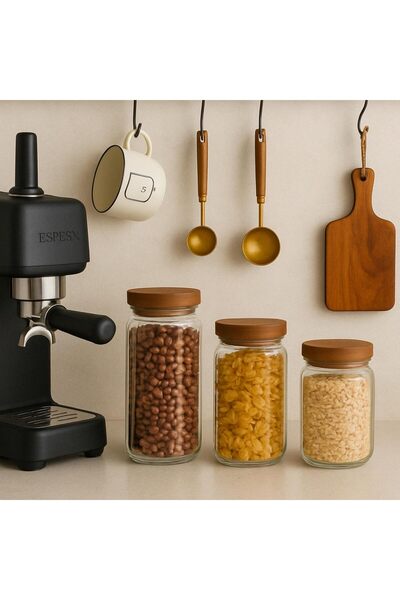 STOREMAX Sellbuyst Glass Food Storage Jar with Lid Vacuum Lid Large Size Grain Legume Set 3-Piece S