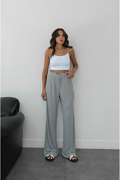 Havoş Gray Corded Elastic Waist Trousers