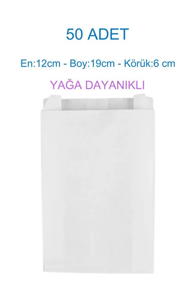 HDF PAZARLAMA 50 Small Paper Bags (12X19X6 Cm, Potatoes, Pojama, Popcorn, Gift)