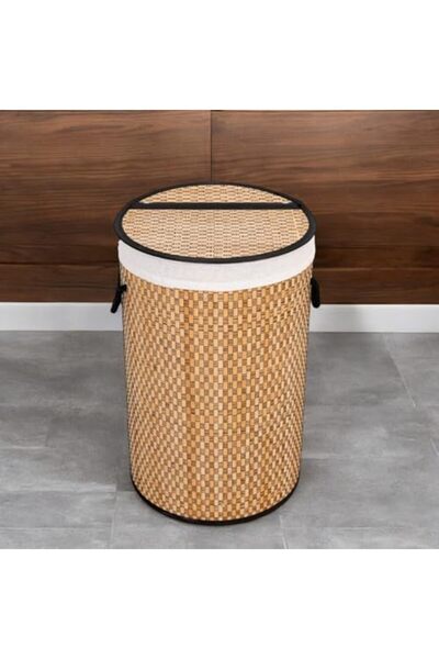 STOREMAX Sellbuyst Handmade Wicker Folding Laundry Basket Round 55 Liters (35Cm*35Cm*61Cm), Natural