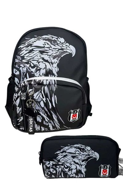 Beşiktaş Printed Licensed Patterned Zippered School Backpack and Pen Holder 25390