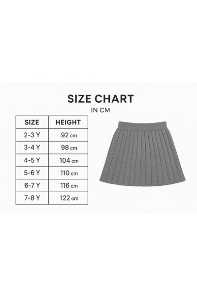 Nimini Kids Warm Basic Pleated Knitwear Girl's Skirt for Nursery School, Preschool and Primary School (2-8 Years)