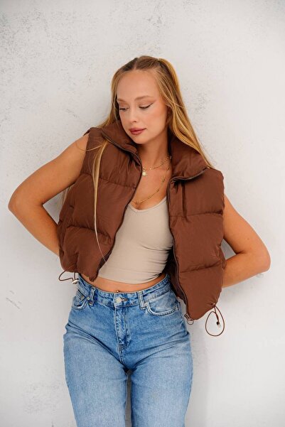MATTİMODA Vestă căptușită pentru femei supradimensionat maro