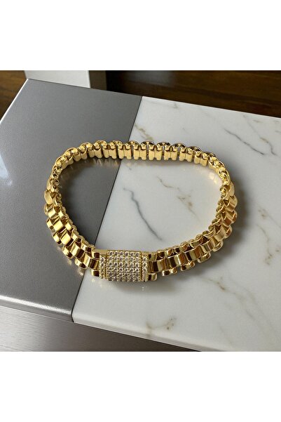 Lunays Xopıng Model Örgü Kadın Gold Renk Bileklik