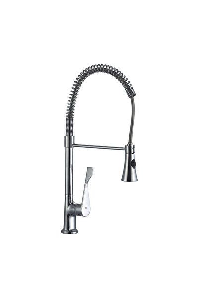 ZİNOX Μπαταρία κουζίνας Z-Inox ZLN8153 Z-Inox ZLN8153 με εύκαμπτο λαιμό 45 cm, ορειχάλκινο σώμα, δύο λειτουργίες ψεκασμού