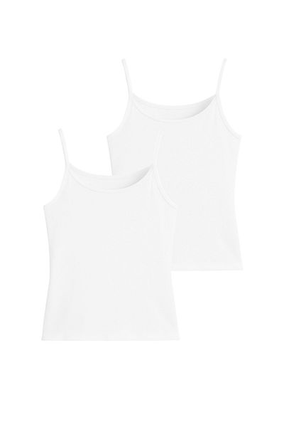 LAUMA Women's White Strap Undershirt 2 Pack