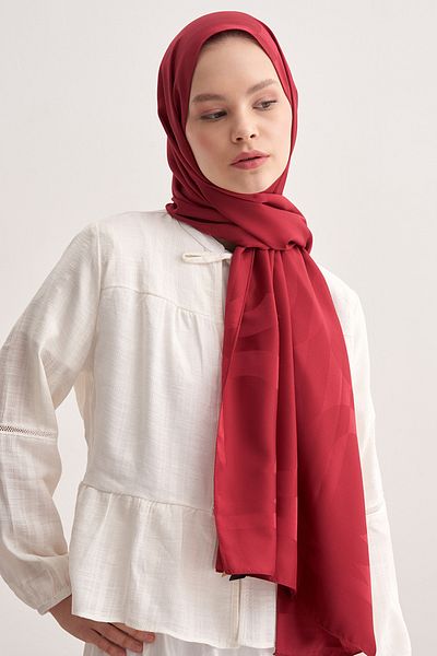 carell C Pattern Monogram Cotton Silk Shawl Burgundy