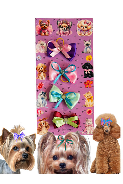 Hubjua Royal Cat Dog Bow Buckle 4 Pieces Stone Model Clips Buckle