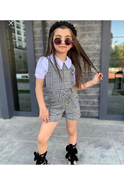 KOKOŞ BEBEK Plaid Jumpsuit with Self Shirt