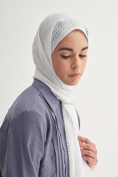 carell Aurella Monogram Floss Shawl Soft Blue