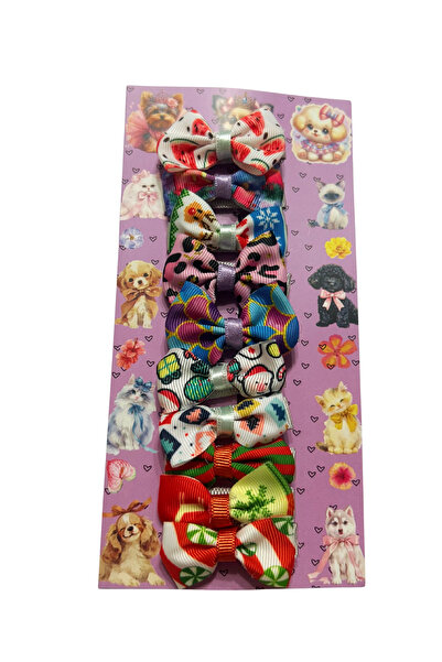 Hubjua Royal Cat Dog Hair Clip Pincer Buckle Pattern Bow Stylish Design 10Pcs(4cm)