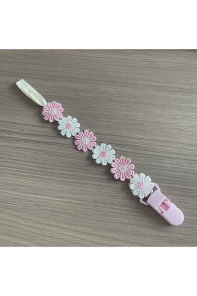 choice2 مشبك مصاصة للأطفال الصغار على شكل ديزي وردي فاتح، سلسلة مصاصة، حامل ح...