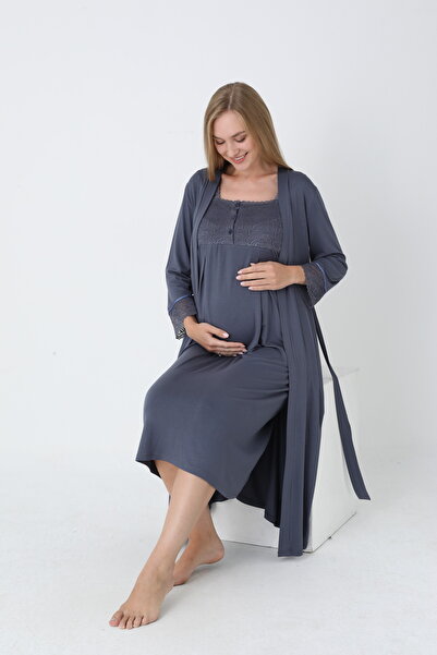 Miss Dünya Lissa Maternity and Maternity Dressing Gown Nightgown Set