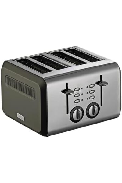 AC BOX Gem Titan Bright Silver Grey Four Slice Toaster Ac Box 861931