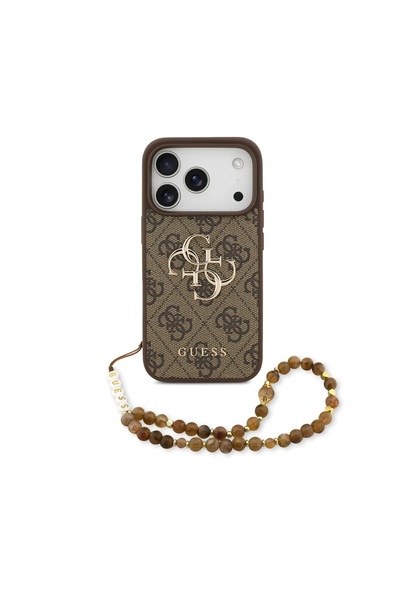 Guess 4G PU Leather Case for iPhone 17 Pro Max, Big 4G & Classic Logo, Slim Design – Brown