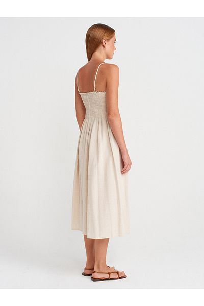 Dilvin 90923 Top Gathered Dress-Ecru