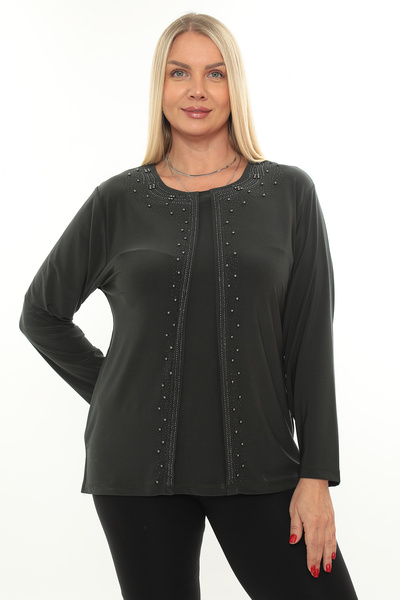 AfifeCOLLECTİON Team Look Blouse Evening Dress Beaded Stylish Mother Blouse