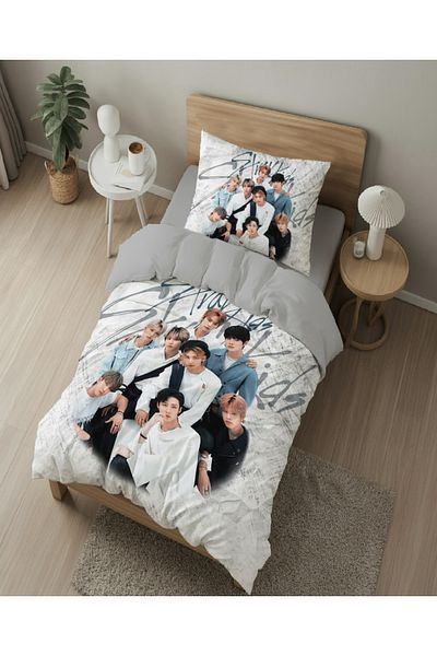 hediyechy Gift Duvet Cover Stray Kids 3D Printed Single Size Bedding Set Without Bed Sheets