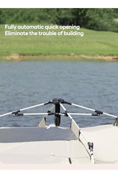 sharpdo Automatic Hydraulic Camping Tent for Hiking, Travel or Beach (Includes Moisture-Resistant Mat), Beig