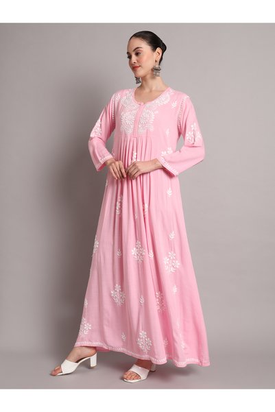 alaya Hand Embroidered Chikankari Rayon Jalabiya-AL4012