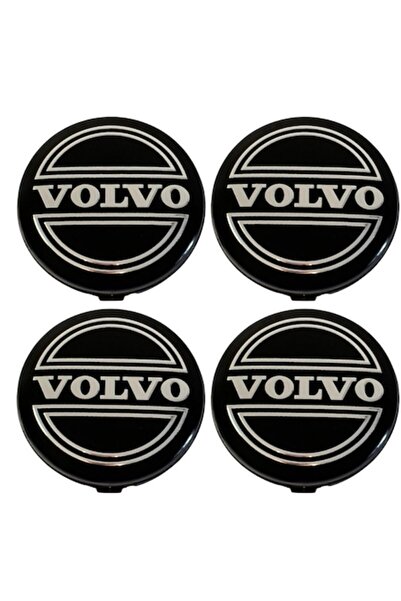 Volvo Set 4 capace pentru jante VOLVO, Argintiu/Negru, 64mm