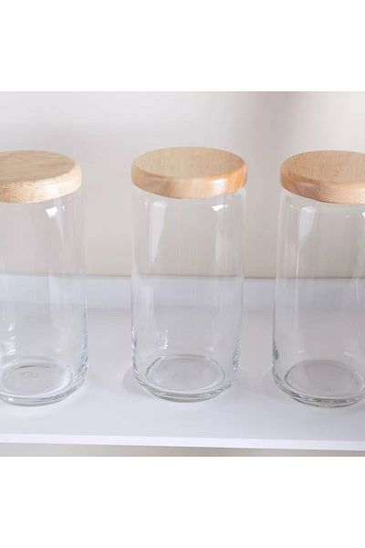 Home Box Ocean Pop Jar with Wooden Lid - Set of 6