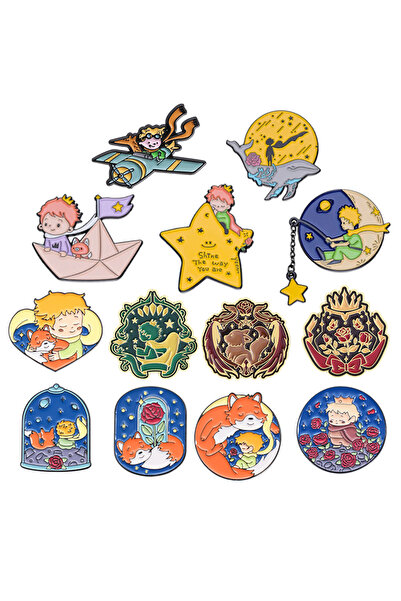 Choice AN067-13 دبوس مينا وردي على شكل ثعلب كرتوني على شكل نجمة قمرية وحوت وق...