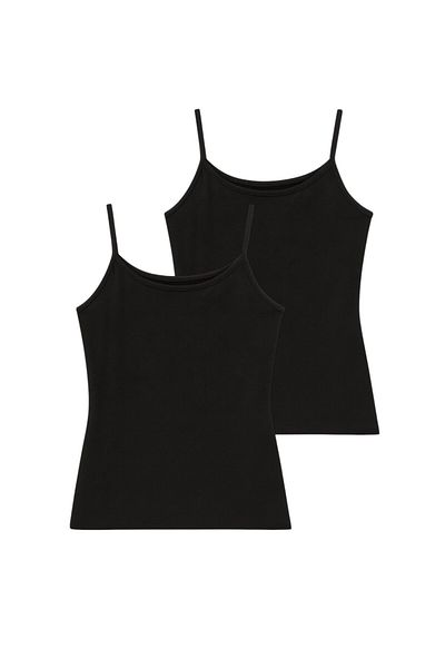 LAUMA Women's Black Strap Undershirt 2 Pack