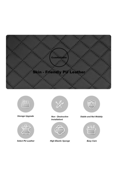 Generic Car Armrest Cushion with Cup Holder 6279/AR-18 PU Leather Memory Foam Console Organizer Black & Red