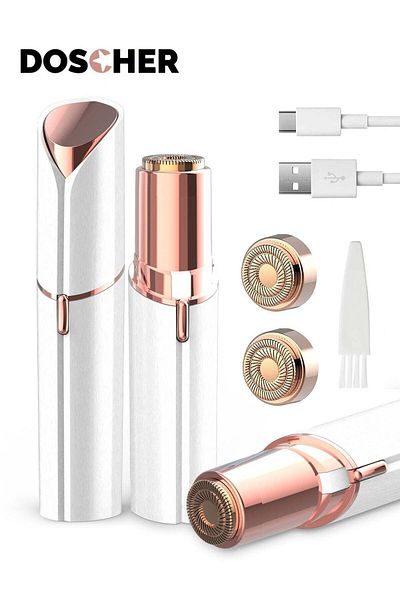 DOSCHER Facial Hair Removal for Women, Painless Epilator Hair Remover Device with 2 Pcs Replacement