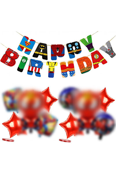 simyron Spider Man birthday set, latex, multicolor, 11 pieces