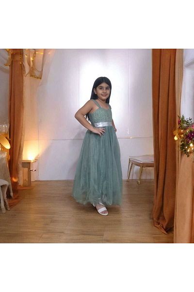 Ahsenimbebe Tulle Hanger Long Girl's Evening Dress