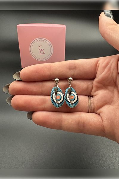Alsem Gold Plated Colorful Seashell Earrings, Handmade Seashell Earrings