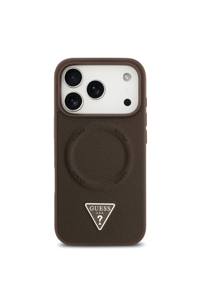 Guess MagSafe PU Leather Case for iPhone 17 Pro Max, Slim Profile, Drop Protection – Brown