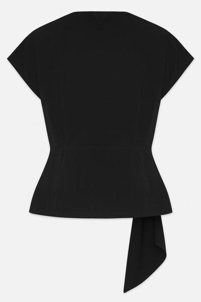 Setre Black Waist Detailed Short Sleeve Blouse