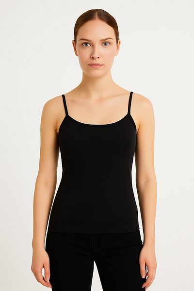LAUMA Women's Black Strap Undershirt 2 Pack