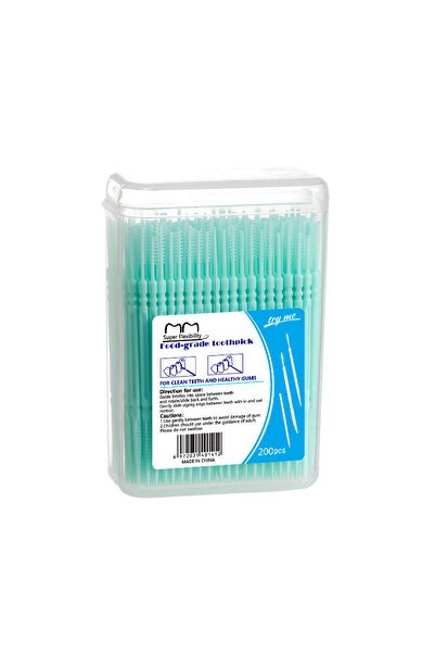 Choice1 فرشاة أسنان خضراء 200 قطعة من أعواد الأسنان البلاستيكية المعبأة للاست...
